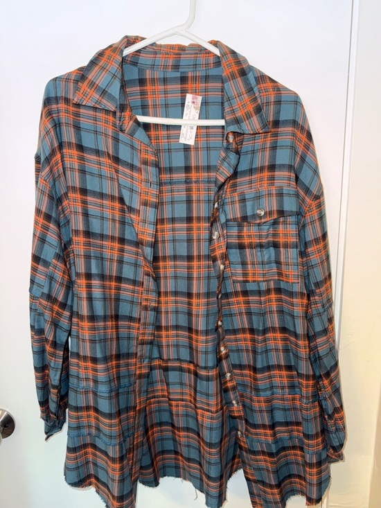 Strawberry Fig Other - Men's Blue & Orange Plaid Button-Down Shirt - Casual Everyday